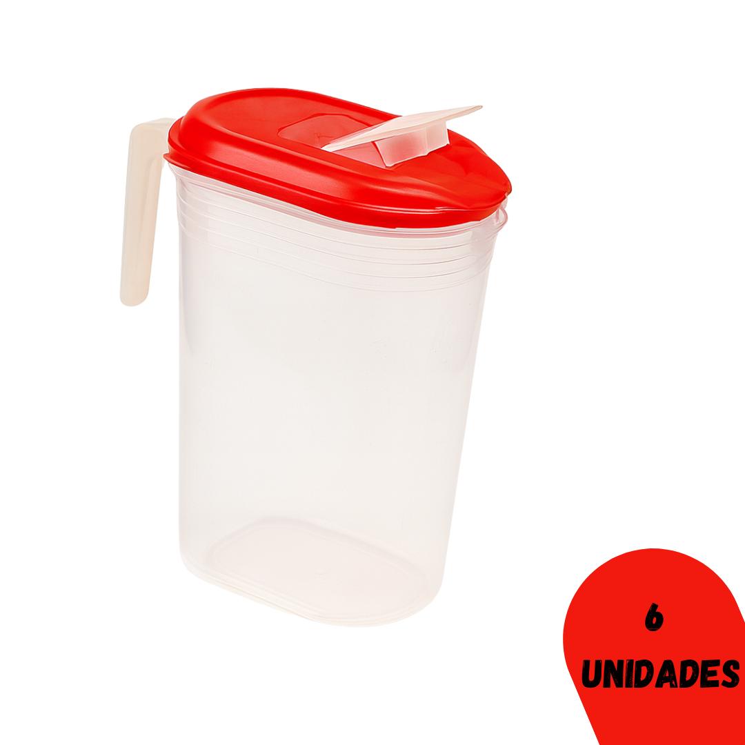 Jarra Graduada 2L Com Tampa Flip Top Vermelha Nitron - Cx 6 Unidades