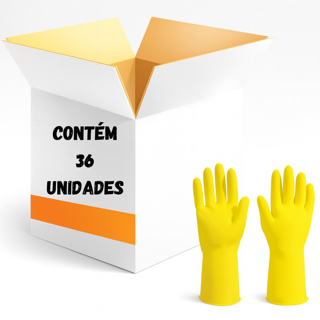Luva Multiuso Latex M Amarela  - Cx 36 Unidades