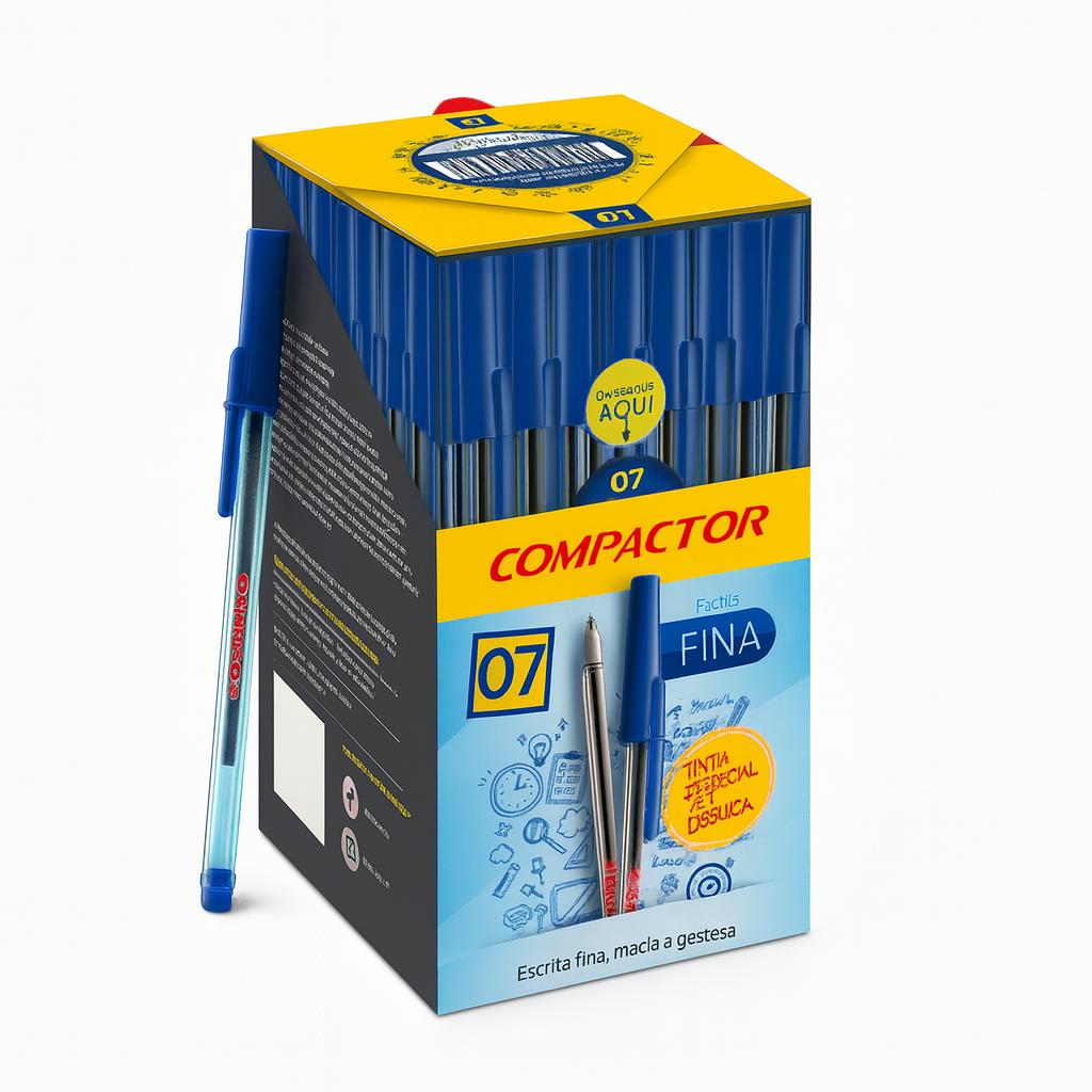 Caneta Esf 07 Azul Compactor 11001 - Cx 50 Unidades