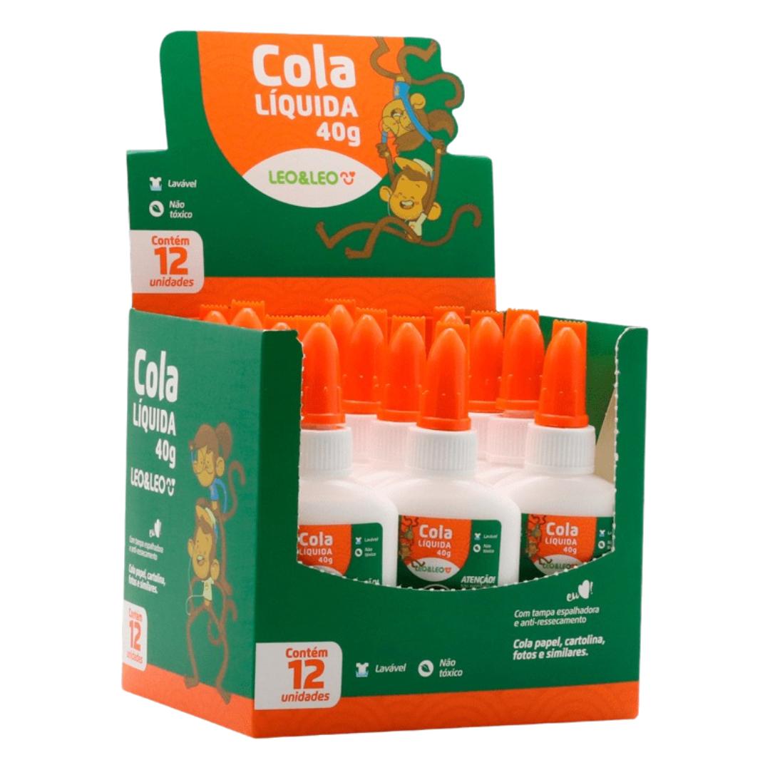 Cola Branca Escolar Liquida 40Gr Leo E Leo  - Cx 12 Unidades
