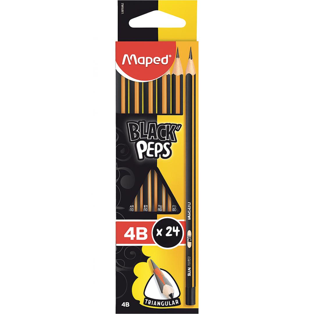 Lapis Grafite 4B Blackpeps Maped  - Cx 24 Unidades