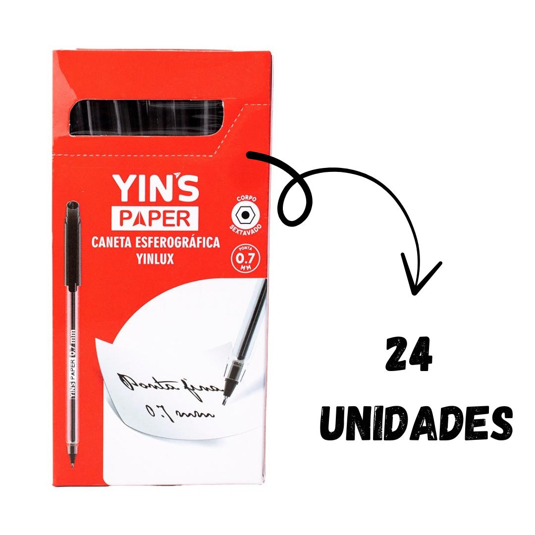 Caneta Esf Yinlux Preta 0,7Mm Yins  - Cx 24 Unidades