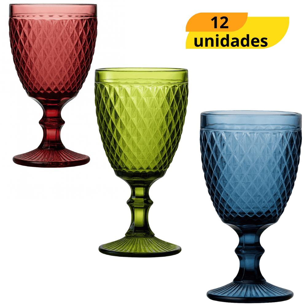 Taça De Vidro Safira Colorida 310Ml Chazak- Cx 12 Unidades