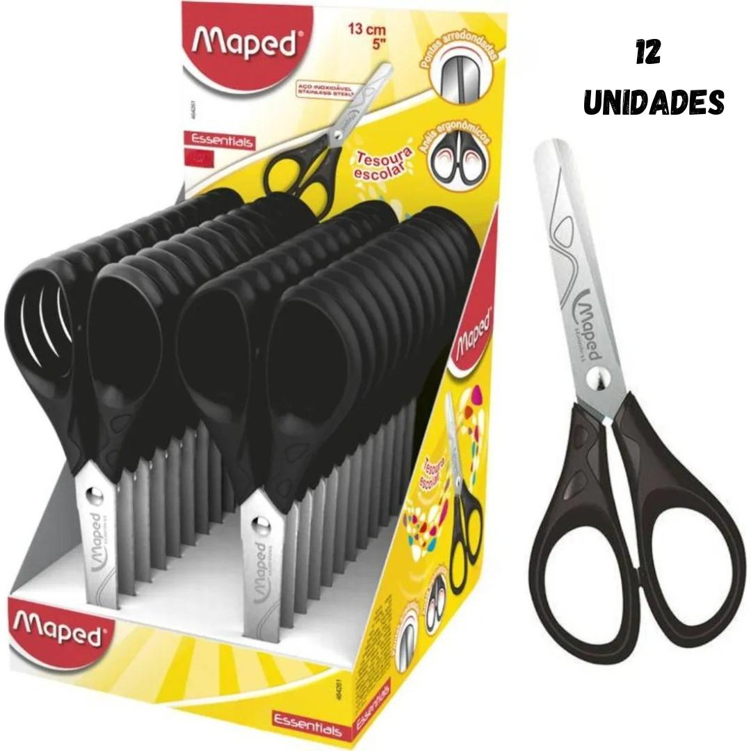 Tesoura 13 Essentials Preta Maped  - Cx 12 Unidades