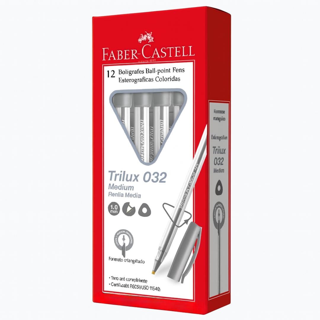 Caneta Trilux Colors Prata Faber Castell 032/Cha - Cx 12 Unidades