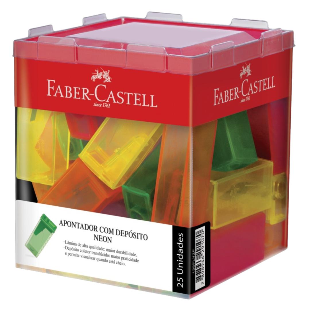 Apontador Neon C/Dep Faber Castell - Cx 25 Unidades
