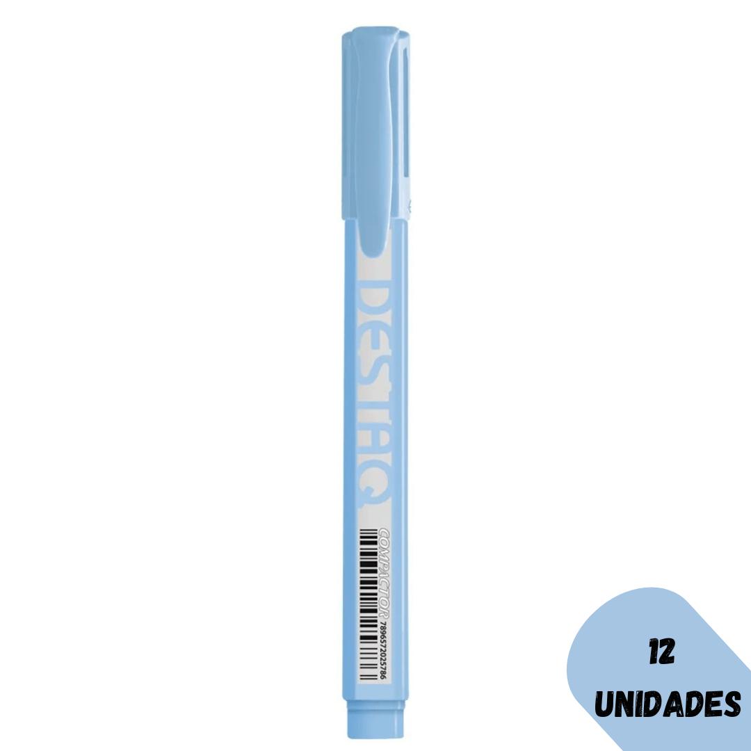 Marcador Destaq Azul Pastel Compactor  - Cx 12 Unidades