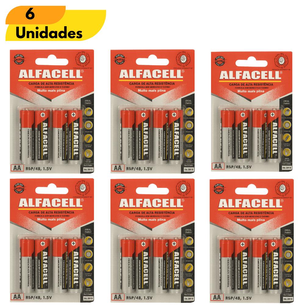 Pilha Aa Tubo Alfacell - Cx 6 Unidades