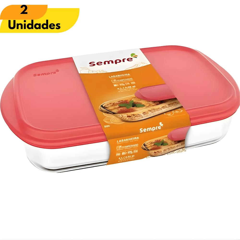 Assadeira Retangular Com Tampa 4L Nadir - Cx 2 Unidades