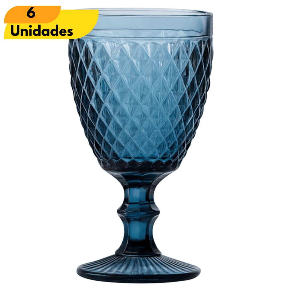 Taça De Vidro Safira Colorida 310Ml Chazak- Cx 6 Unidades