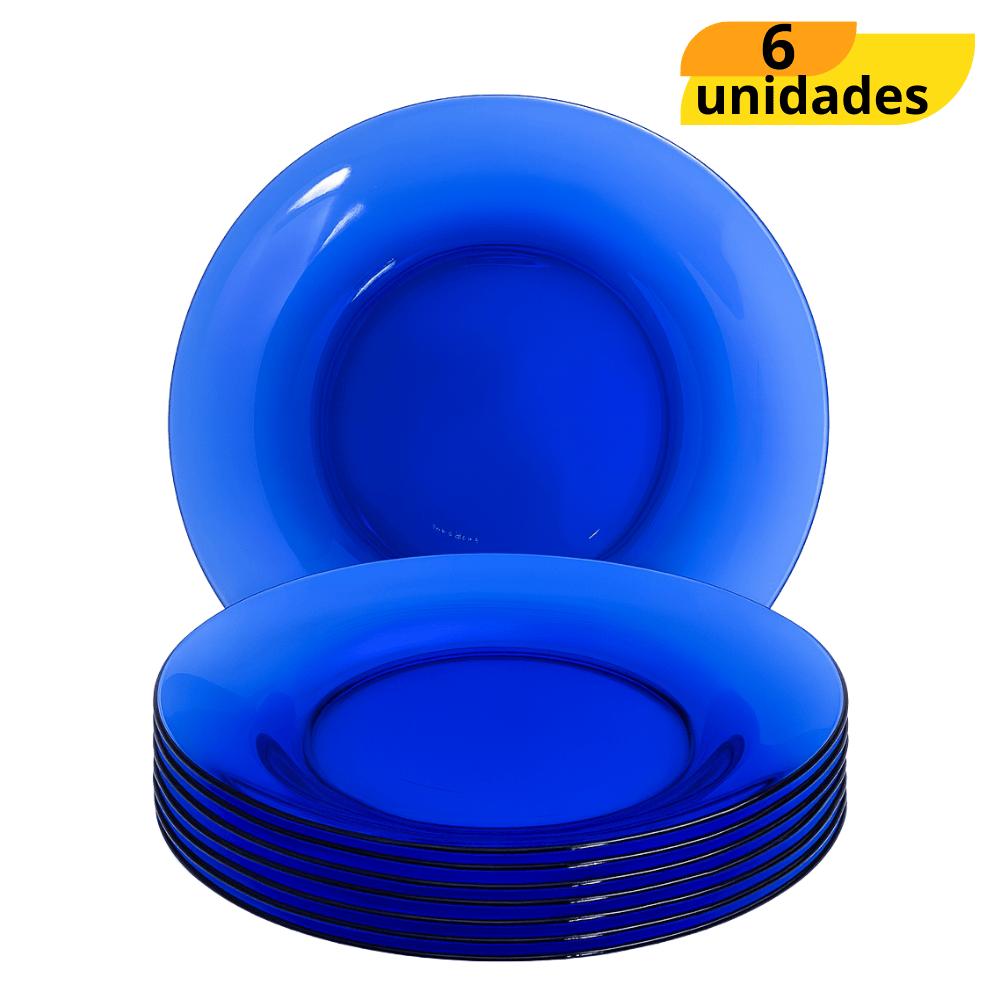 Prato Azul Liso Original Line - Cx 6 Unidades
