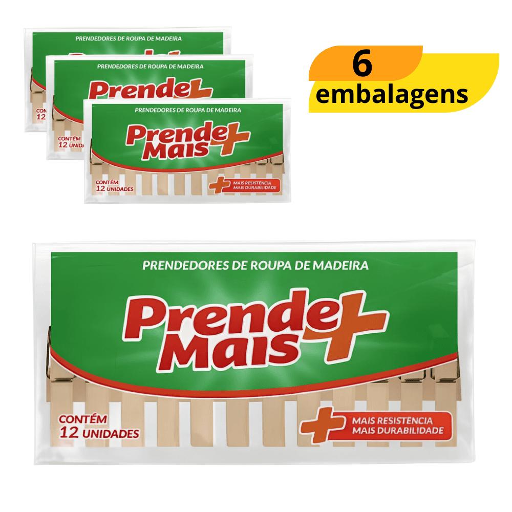 Prendedor De Roupa De Madeira 50X12 Mais - Cx 6 Unidades
