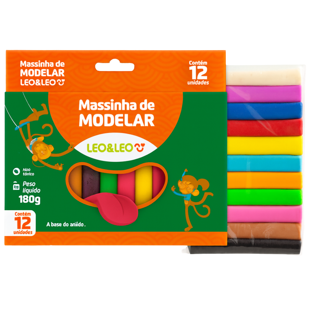 Massa de Modelar 180g 12 Cores Leo e Leo