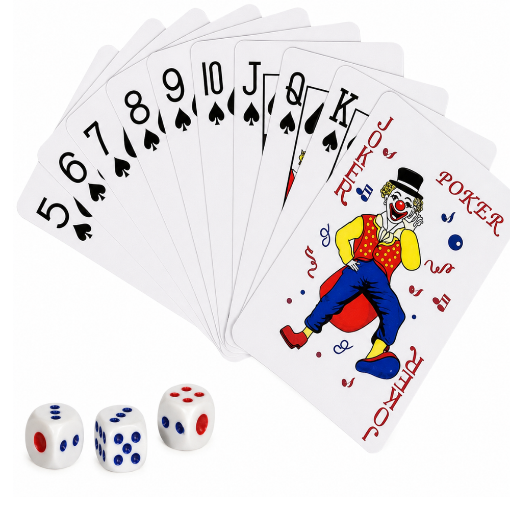 Jogo de Cartas Baralho de Papel com 3 Dados Imporiente