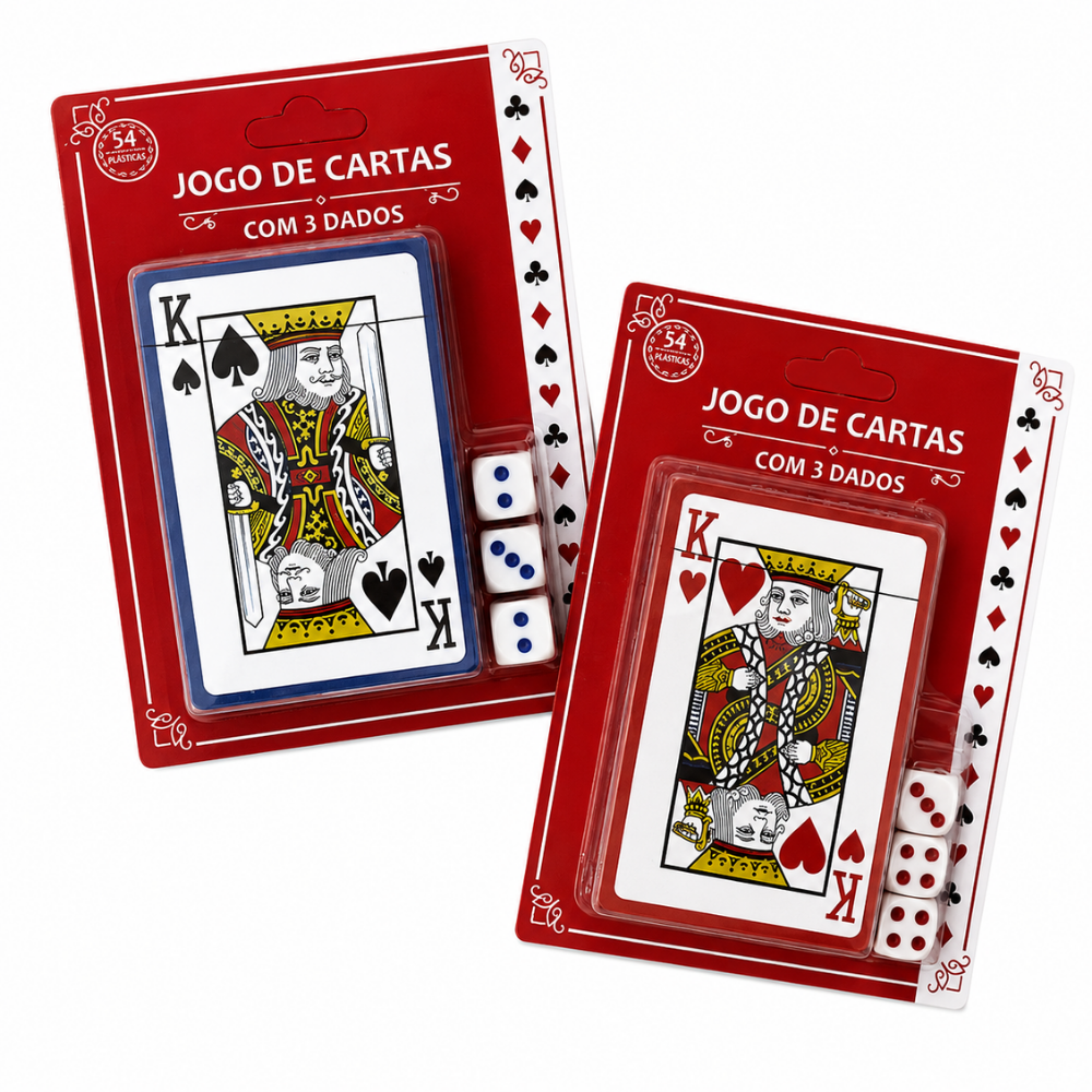 Jogo de Cartas Baralho de Papel com 3 Dados Imporiente