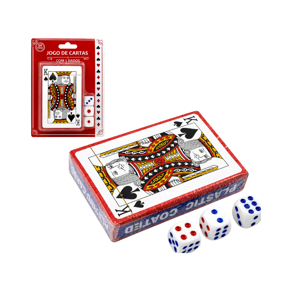 Jogo de Cartas Baralho de Papel com 3 Dados Imporiente