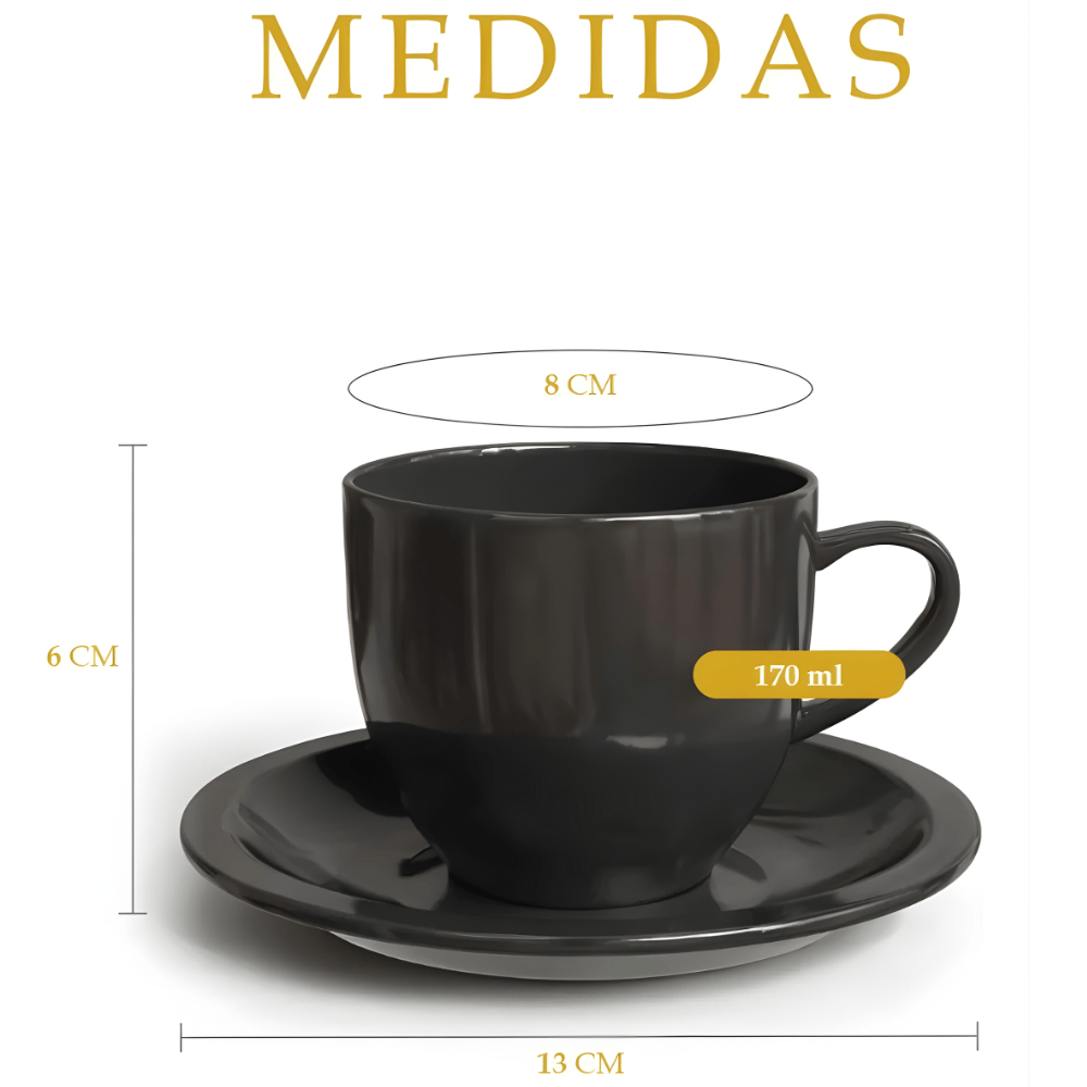 Xicara Chá C/Pires 170Ml Preto