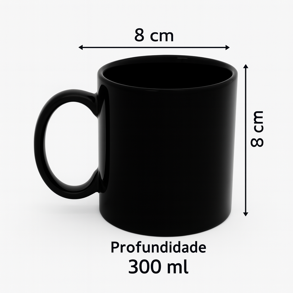 Caneca Reta 300Ml Preta Rr