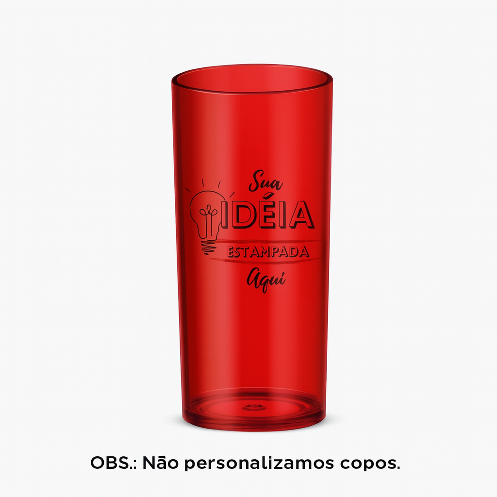 Copo Long Drink 300ml Vermelho Acrílico Mazel