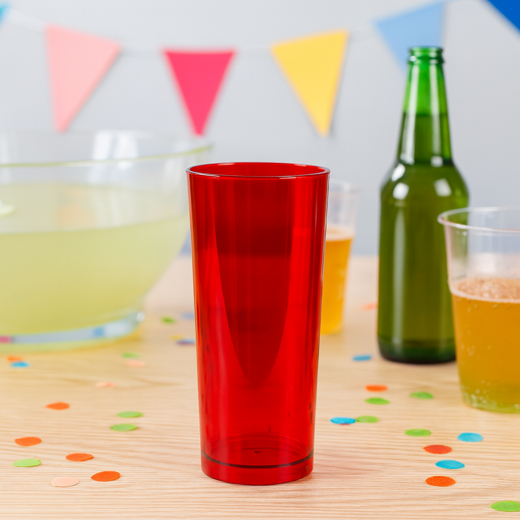 Copo Long Drink 300ml Vermelho Acrílico Mazel