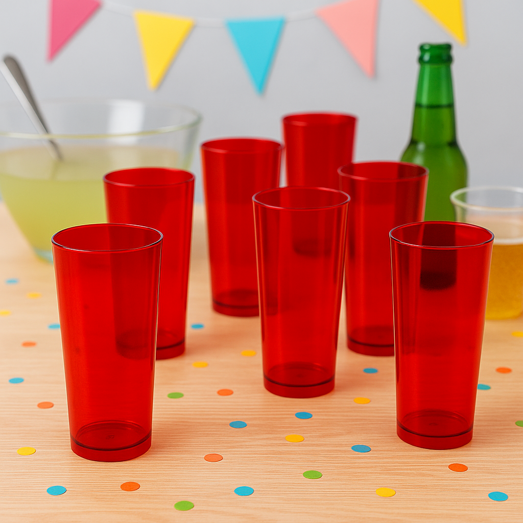 Copo Long Drink 300ml Vermelho Acrílico Mazel