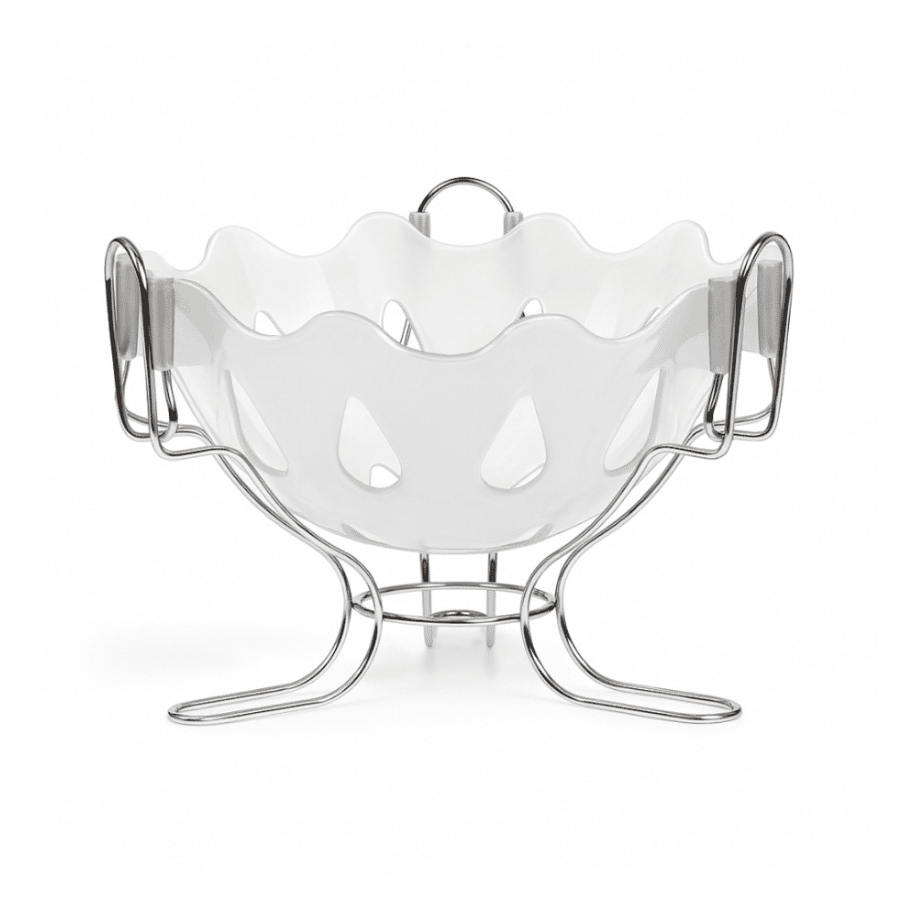 Fruteira de Mesa Cromada Branca Niquelart