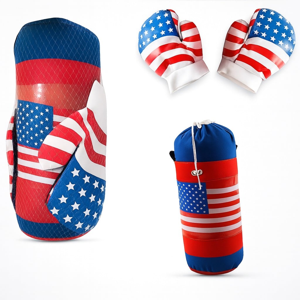 Kit Esportivo Boxe C/Luva Usa Saco Alt 31Cm Arktoys Akt2974