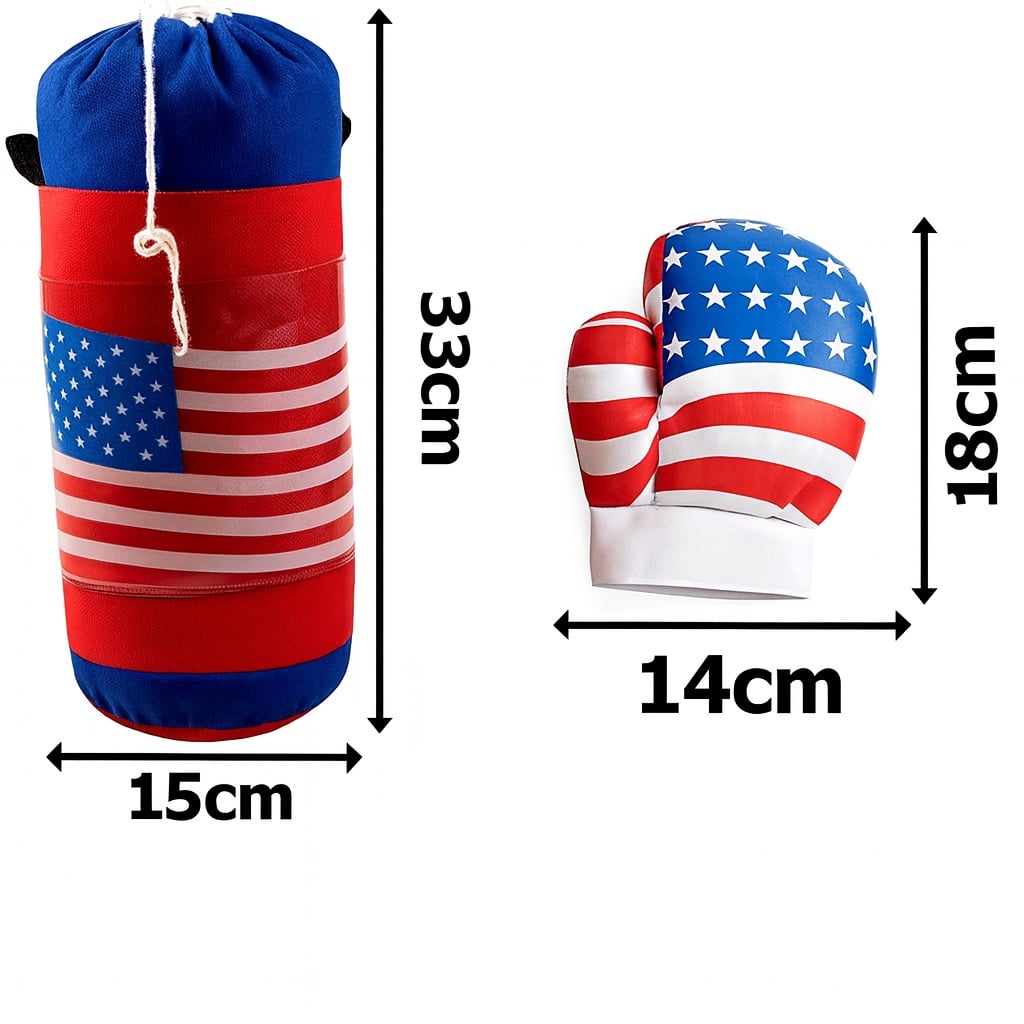 Kit Esportivo Boxe C/Luva Usa Saco Alt 31Cm Arktoys Akt2974