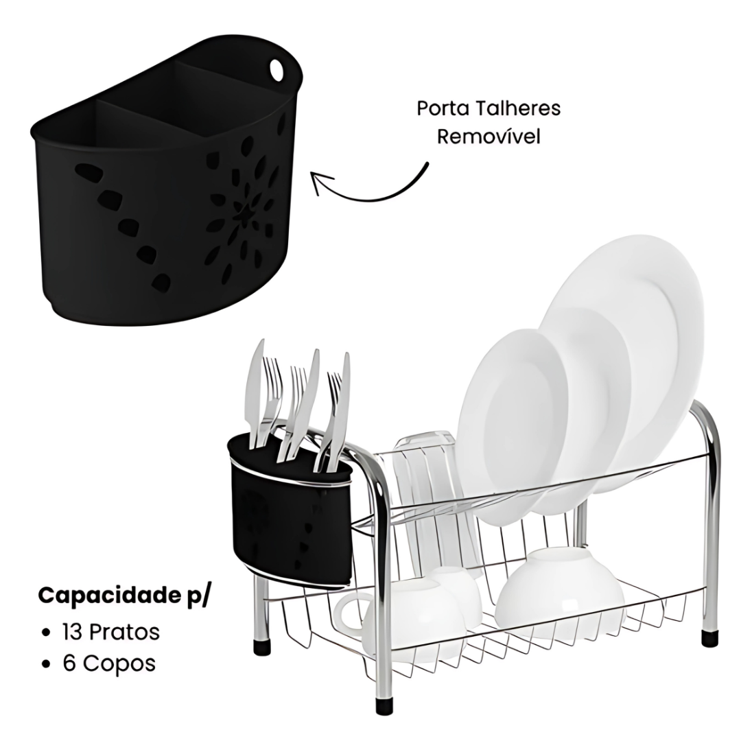 Secador Rei Para Copos E Talheres Mimo Preto Niquelart