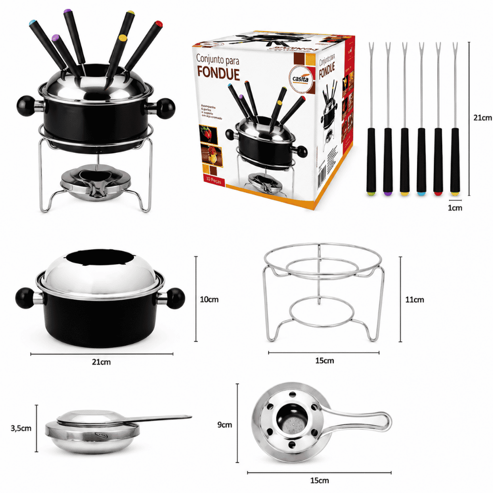 Conjunto para Fondue em Inox 10 Peças Imporiente