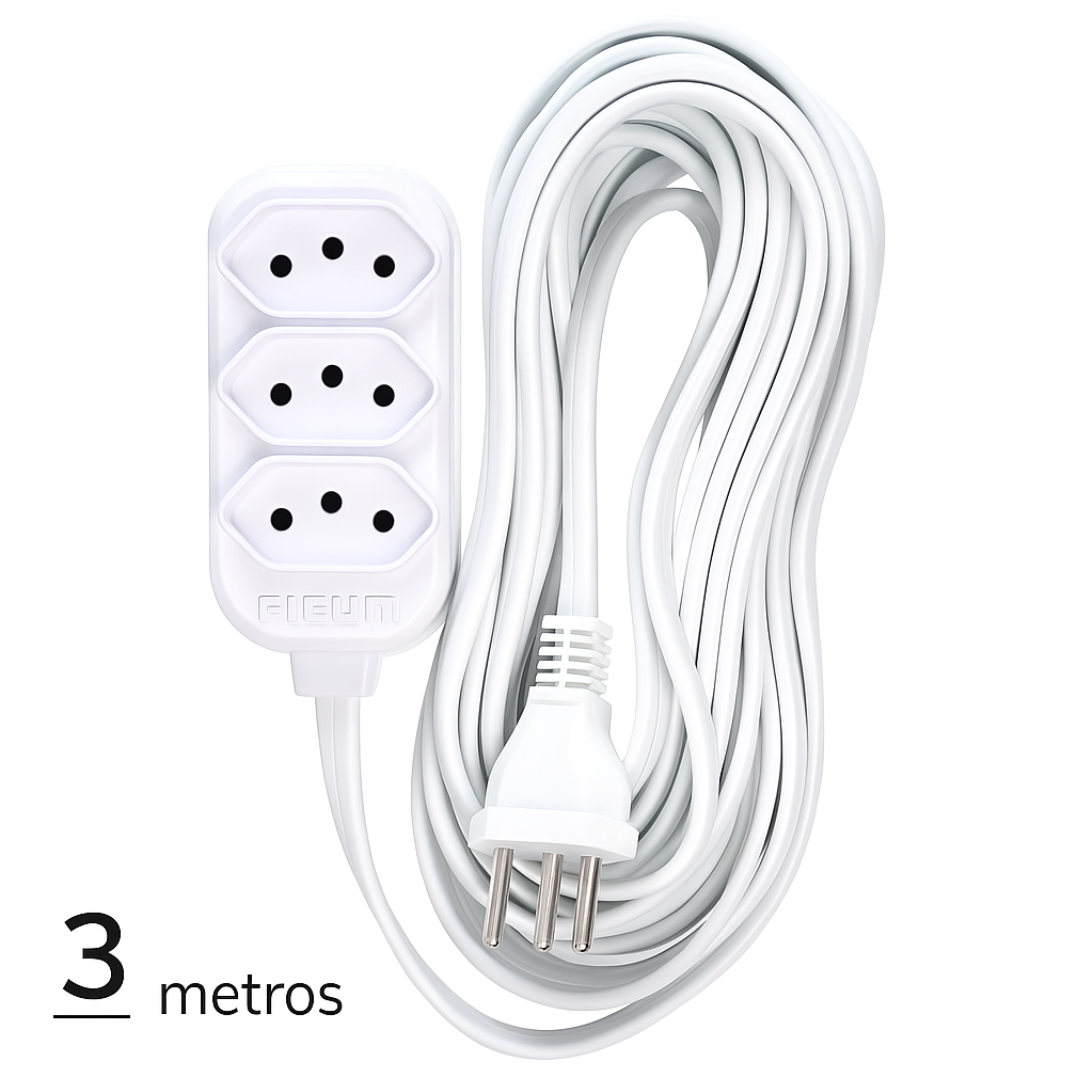 Extensão Compact Tripolar Br 3Mts 2P+T, 10A/250V Forlux