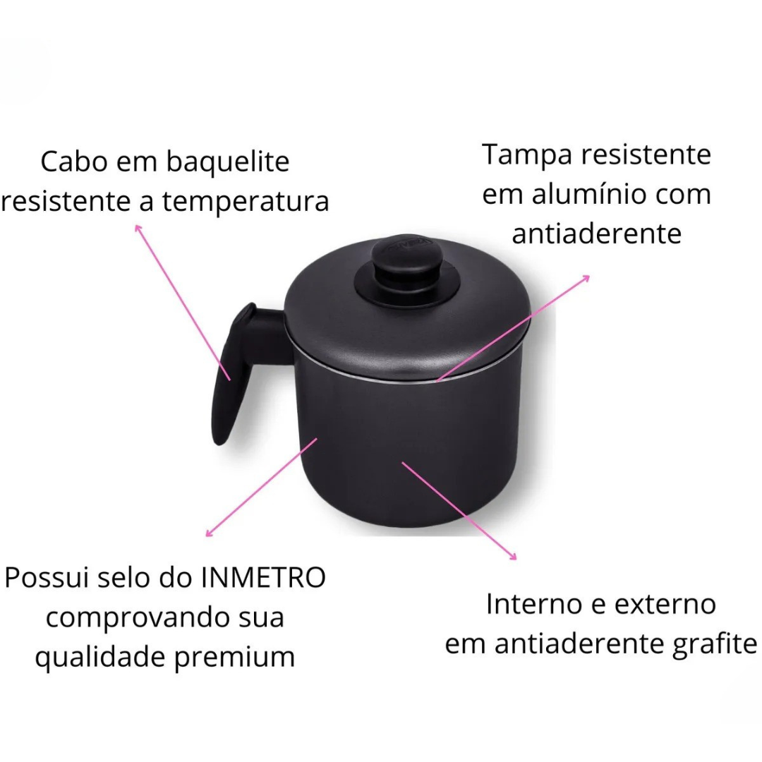 Canecao Antiaderente Com Tampa 14Cm