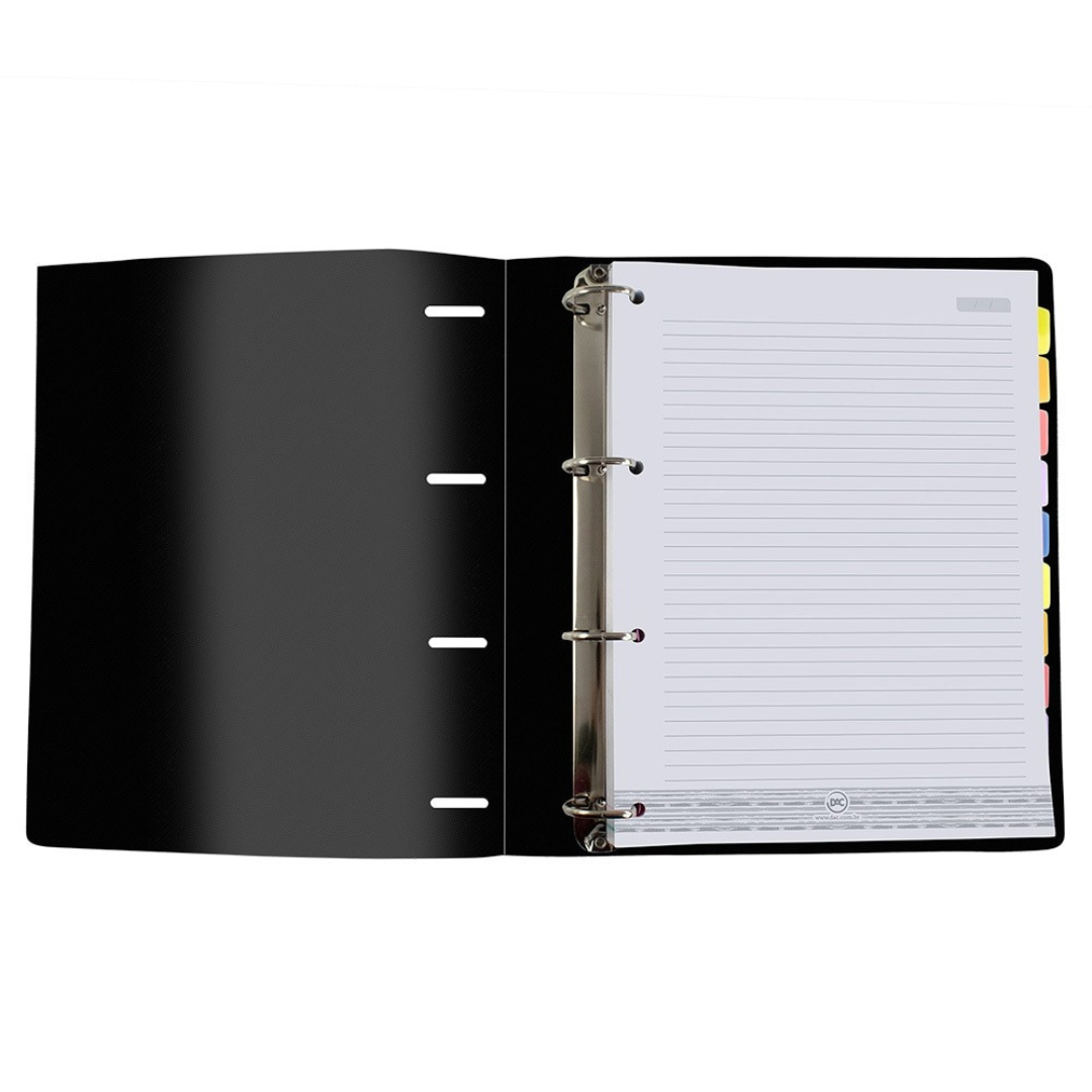 Caderno Argolado Cartonado Universitário Com Elástico Lunix Preto 80 Folhas