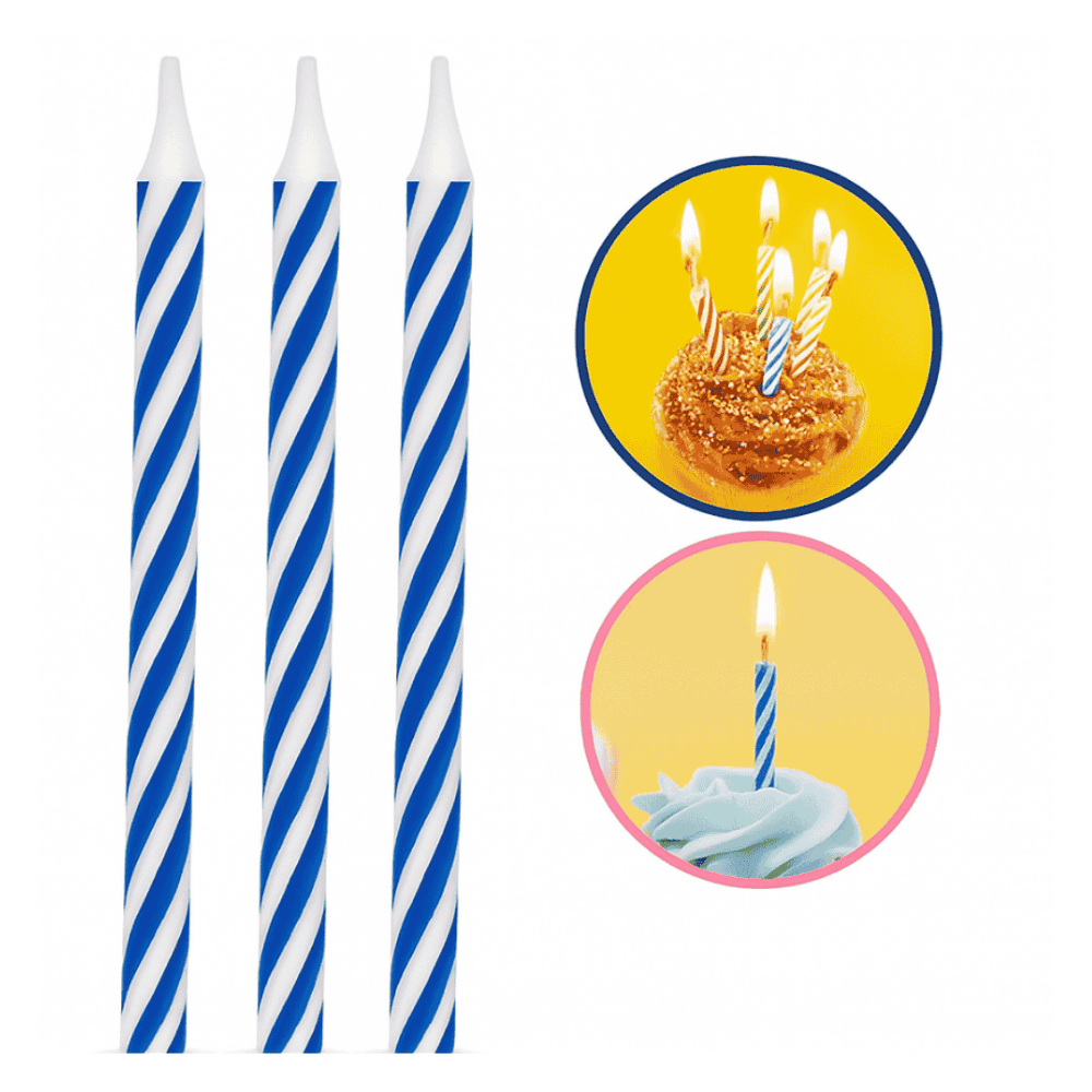 Vela Palito 5 Cm Azul/Branco Vmp