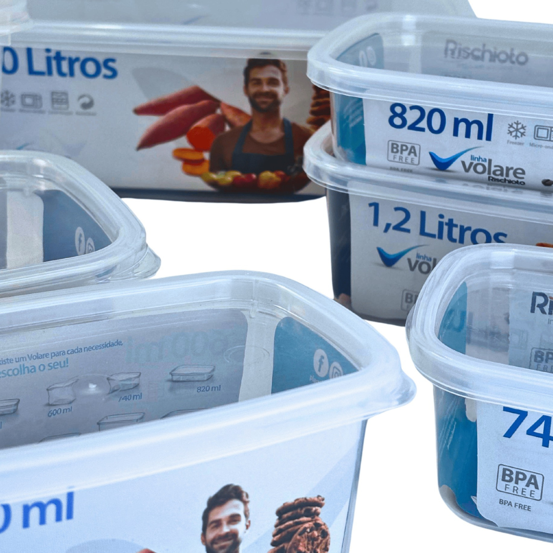 Pote Retangular Volare Com Divisória 1,1 Litros
