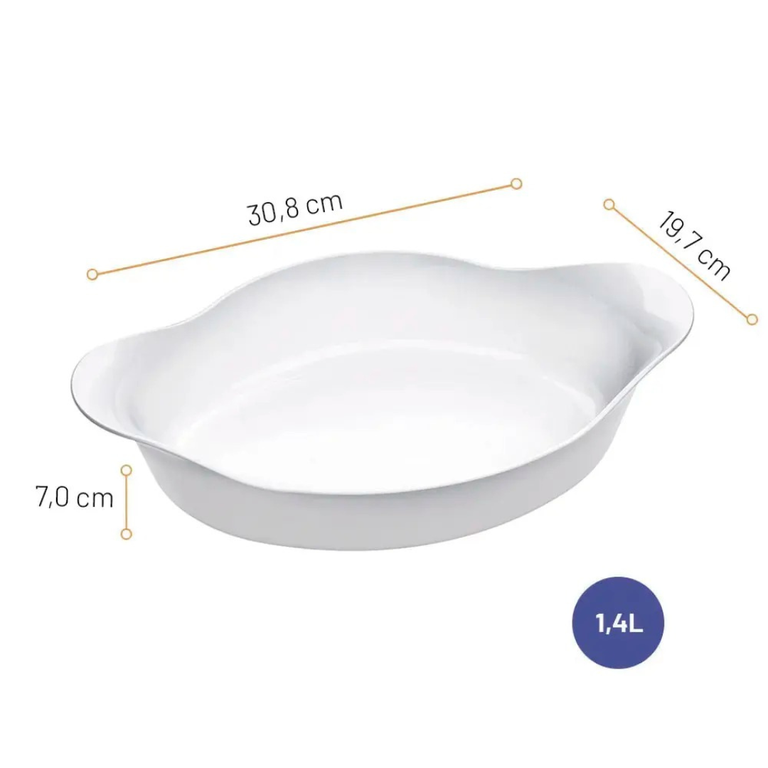 Assadeira Oval Branca Marinex Opaline De 1,4L