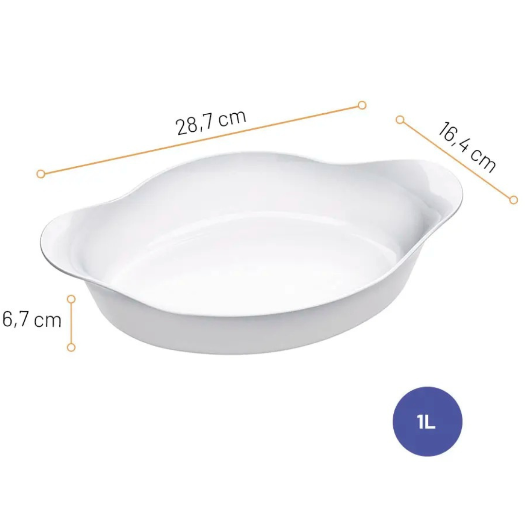 Assadeira Oval Branca Marinex Opaline De 1L