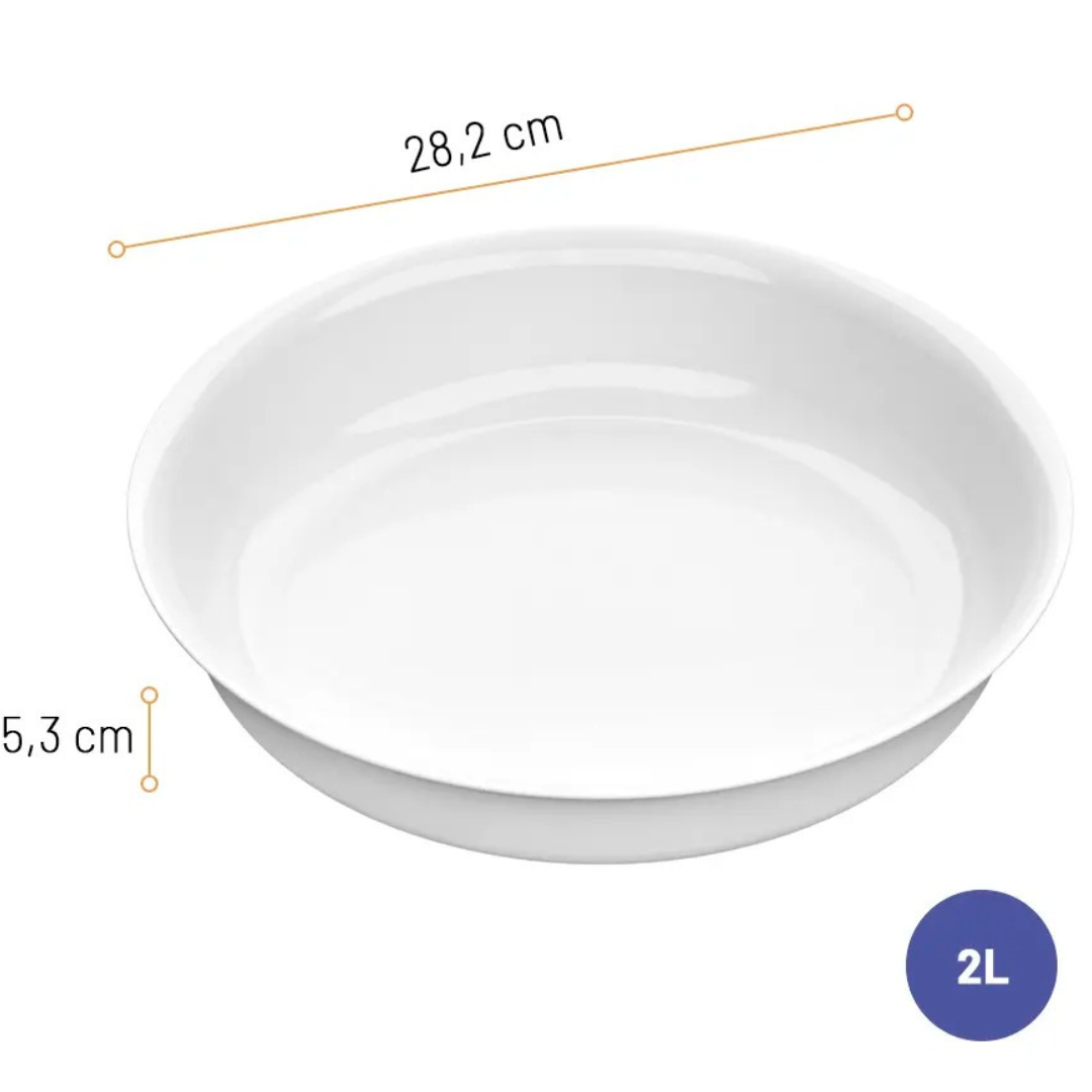Assadeira Redonda Branca Marinex Opaline De 2L