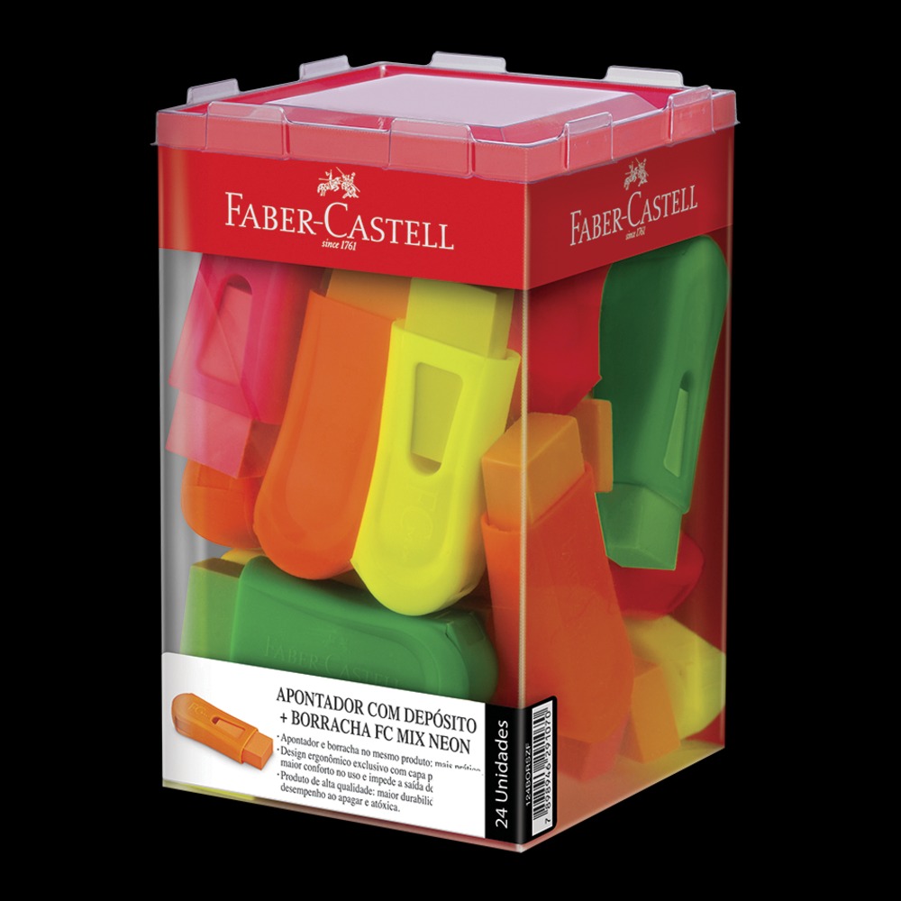 Apontador C/Borracha Mix Neon Faber Castell