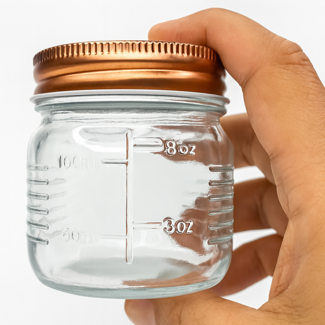 Pote De Vidro Com Tampa Em Aço Inox Rose Gold