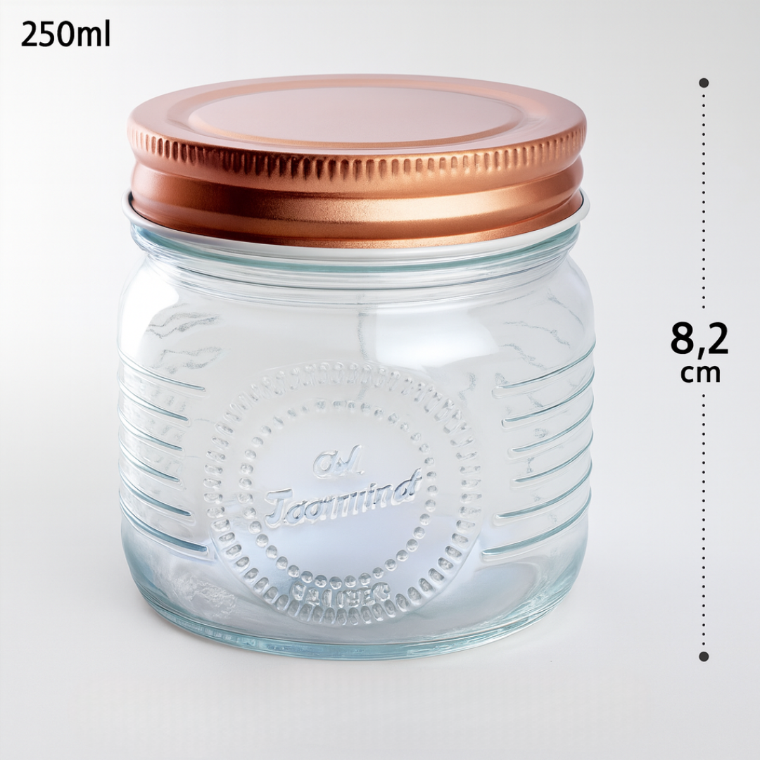 Pote De Vidro Com Tampa Em Aço Inox Rose Gold