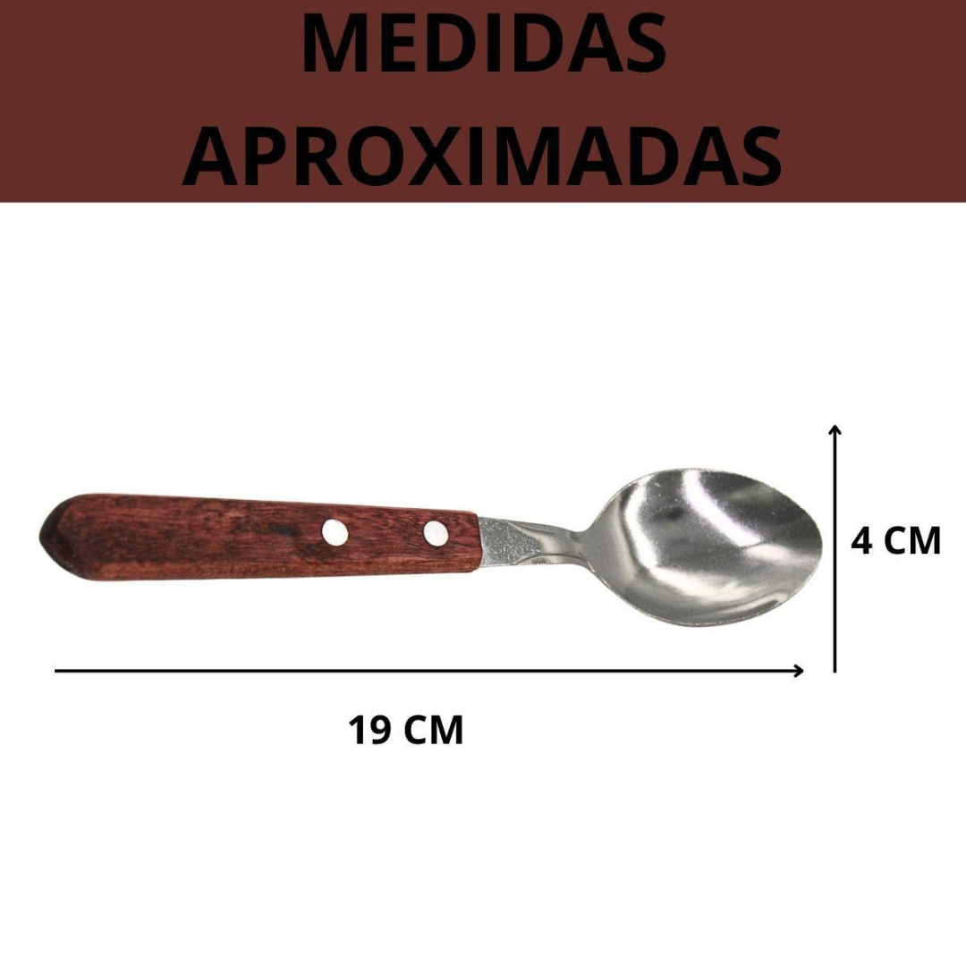 Colher Inox Com Cabo De Madeira Kehome
