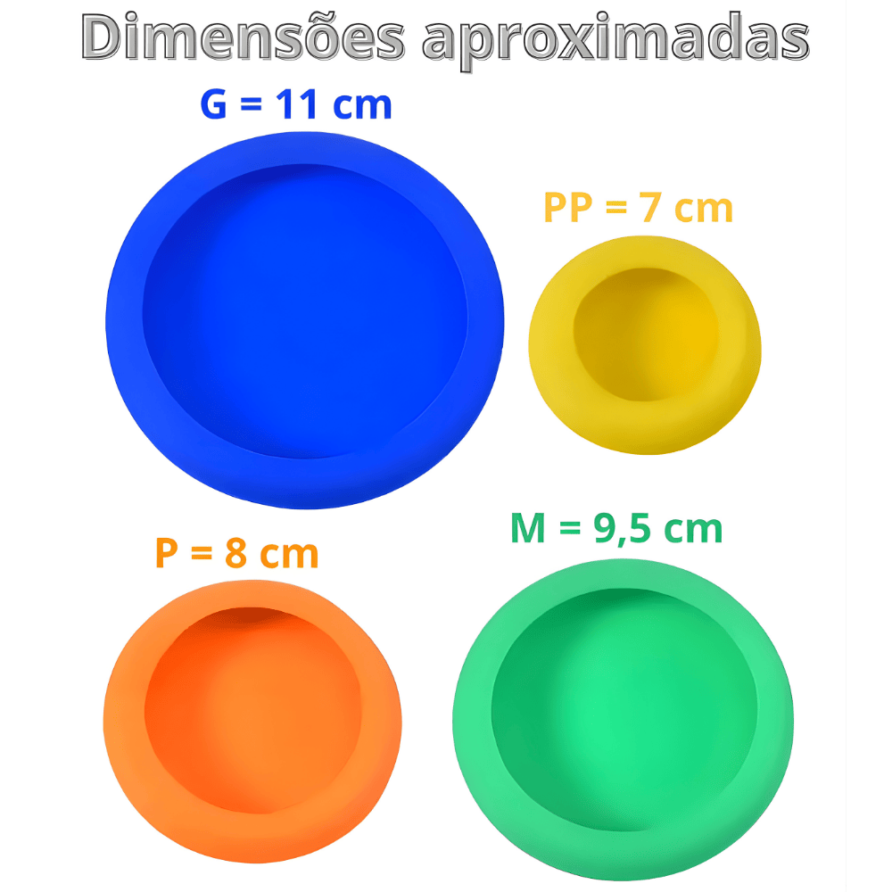 Jogo Tampa P/Pote Silicone 4Pcs