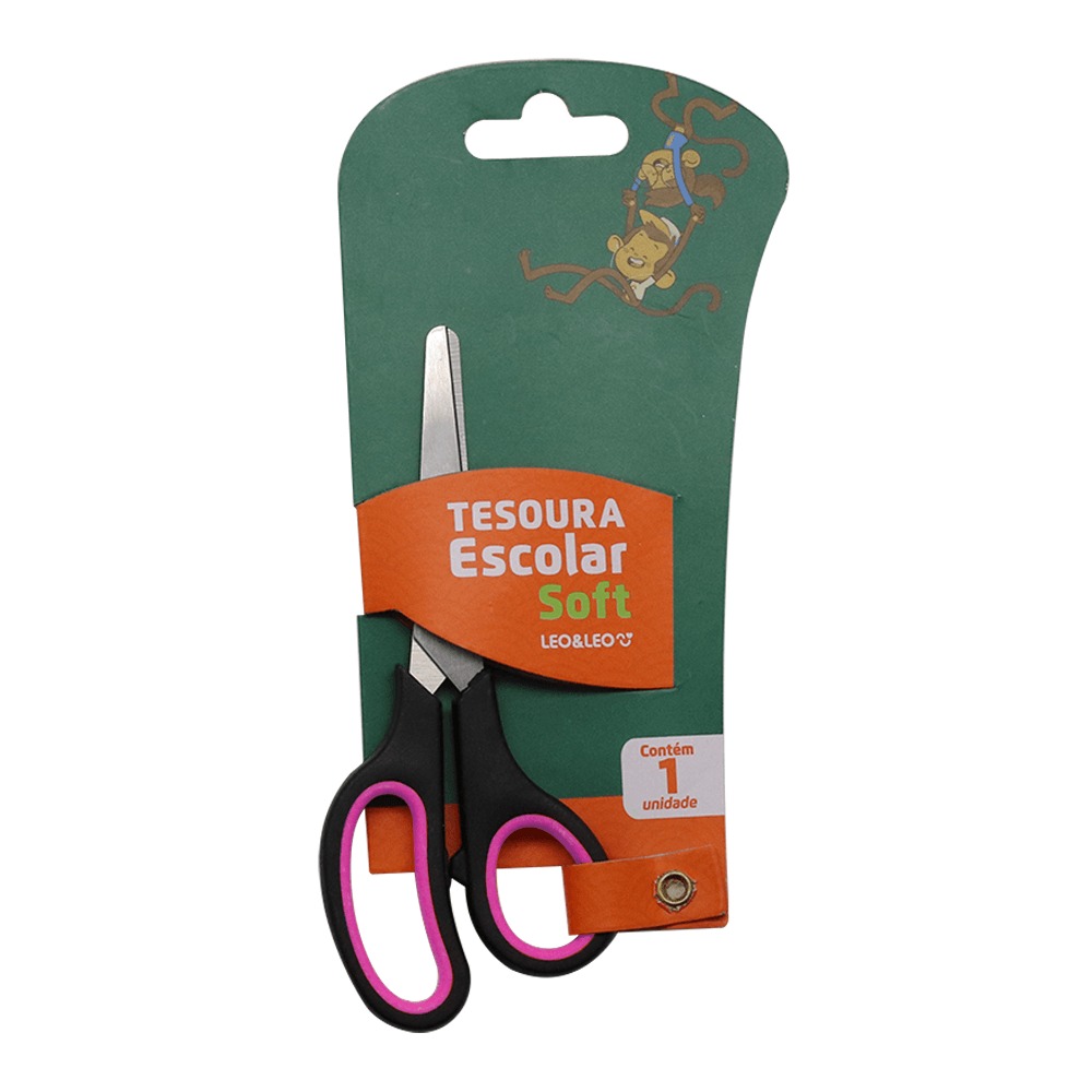 Tesoura Escolar Soft Inox Leo E Leo