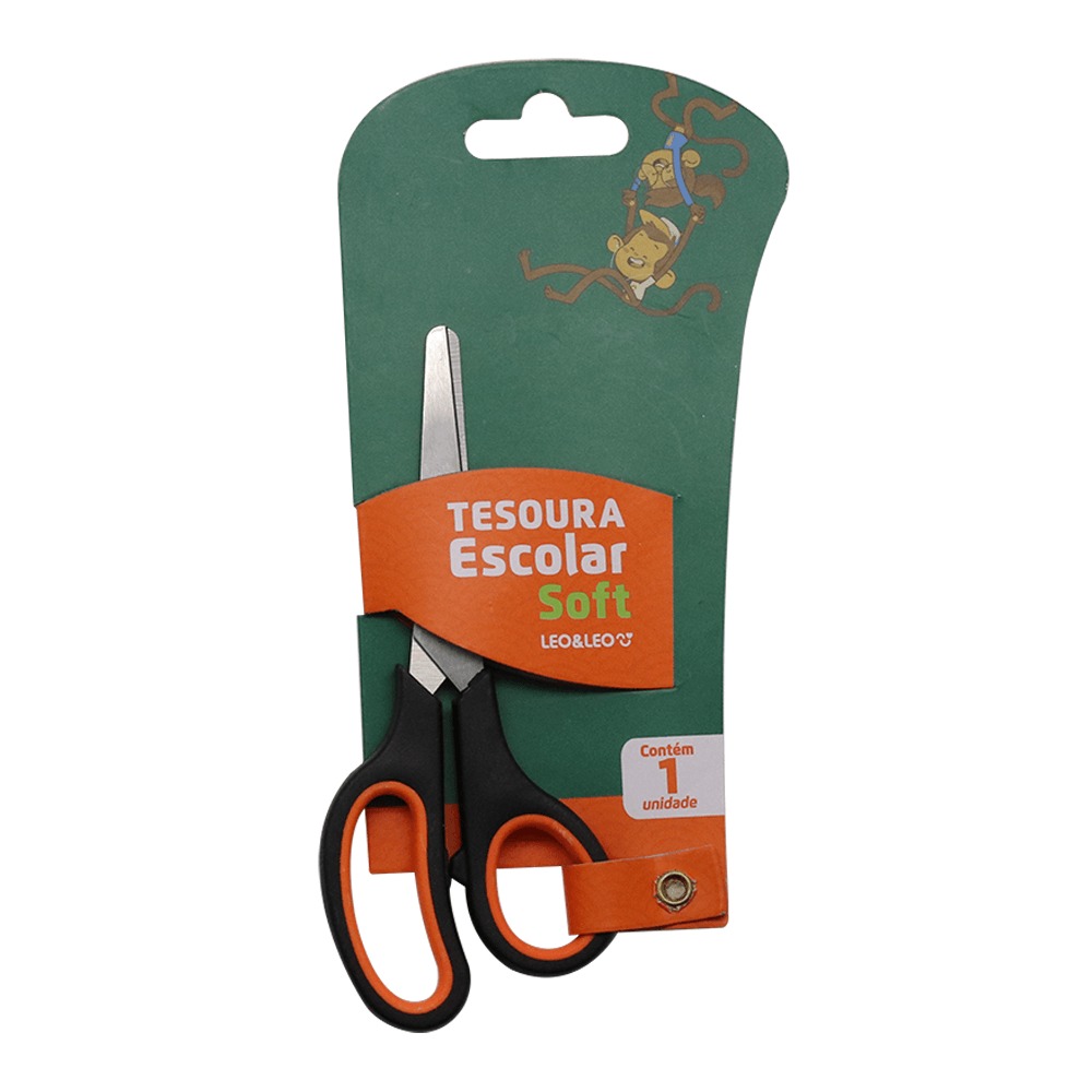 Tesoura Escolar Soft Inox Leo E Leo