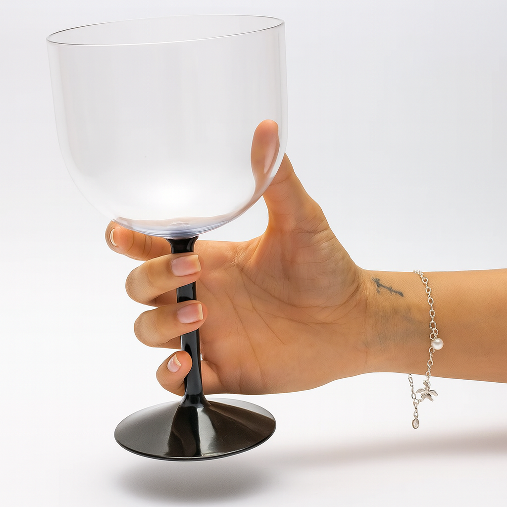 Taça Gin Bicolor Acrílico Cristal Pé Preto Mazel