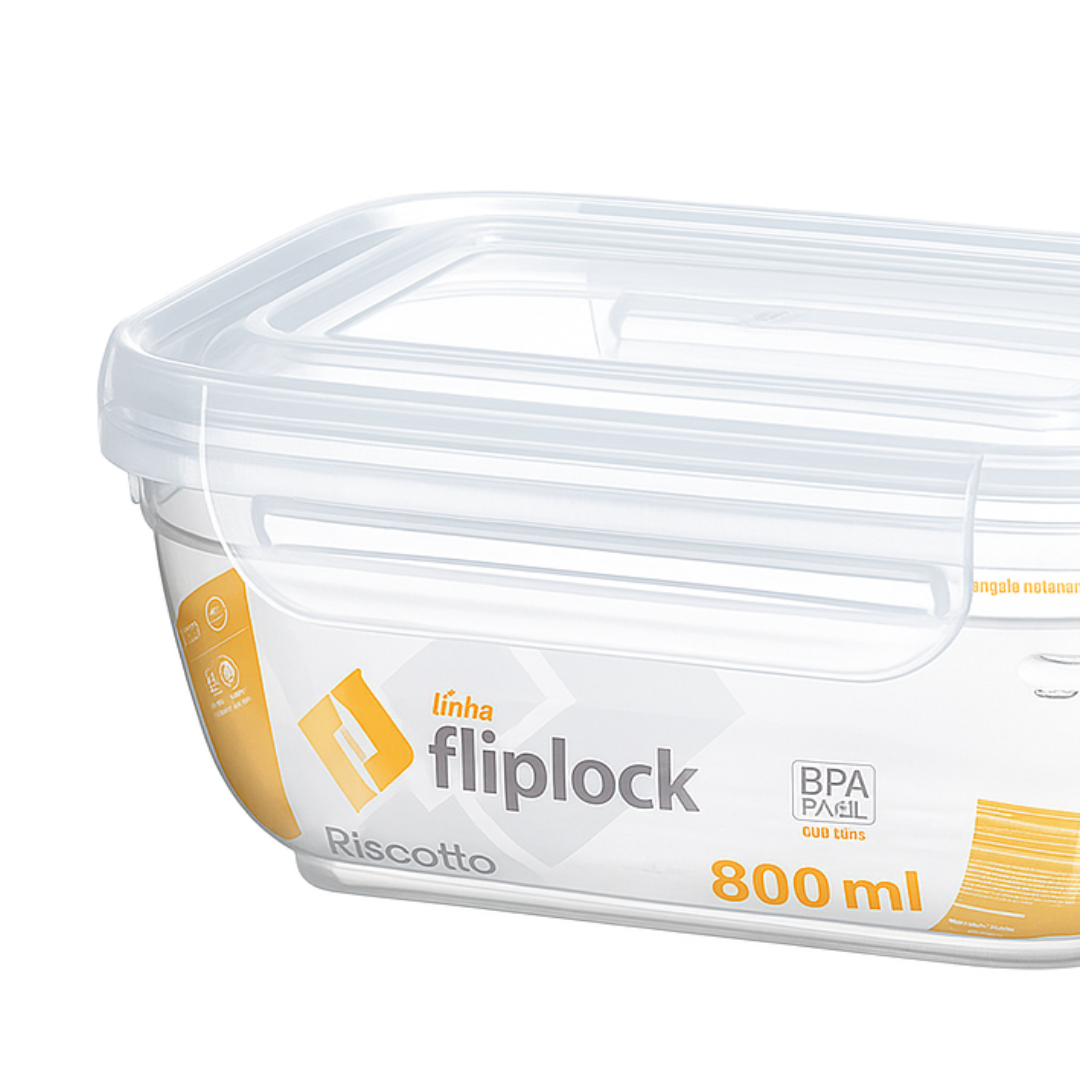 Pote Quadrado Fliplock 800Ml Rischioto