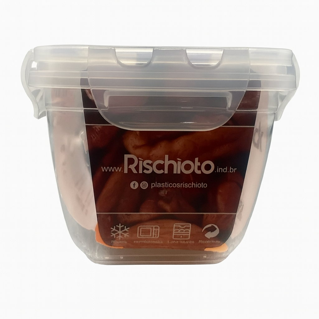 Pote Retangular Fliplock 550ml Alto Rischioto