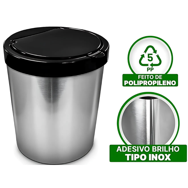 Lixeira P/Esc 10Lts Met C/Tp Arqplast