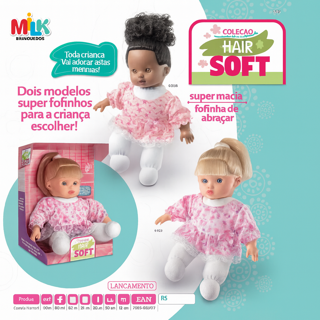 Boneca Coleção Hair Soft Negra Milk